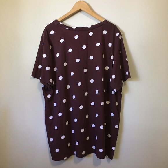 Gothic Minnie Mouse White Polka Dot on Burgundy Long High Low Tee - Picture 2 of 15